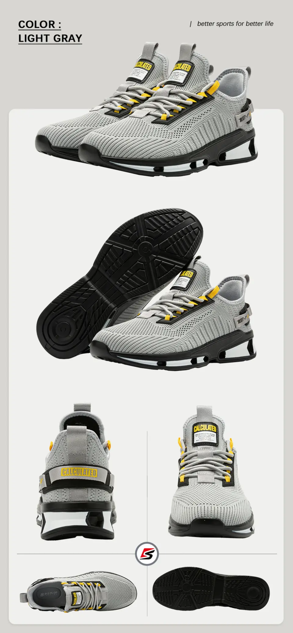 B-SPLOA M7260 Outdoor Sports Walking Shoe Light Gray