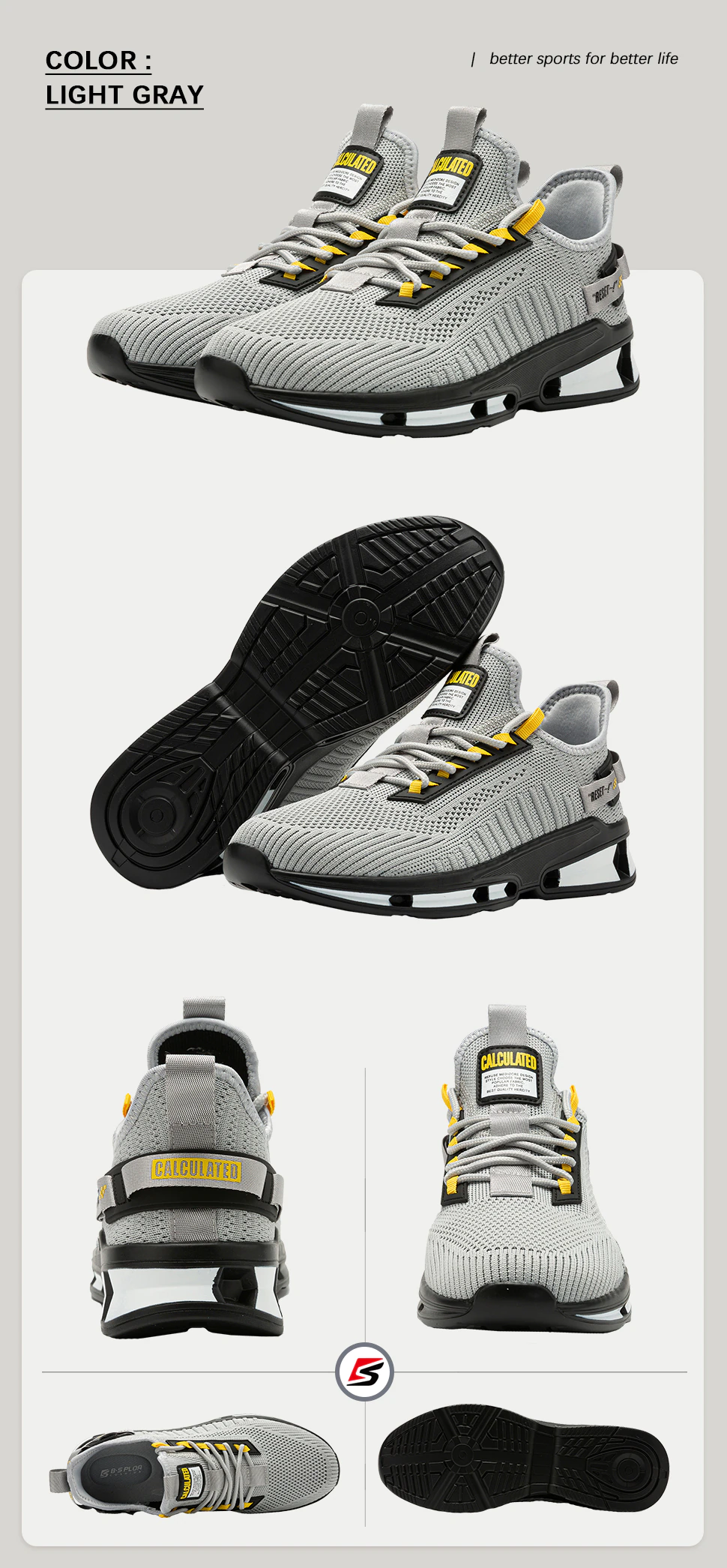 B-SPLOA M7260 Outdoor Sports Walking Shoe Light Gray