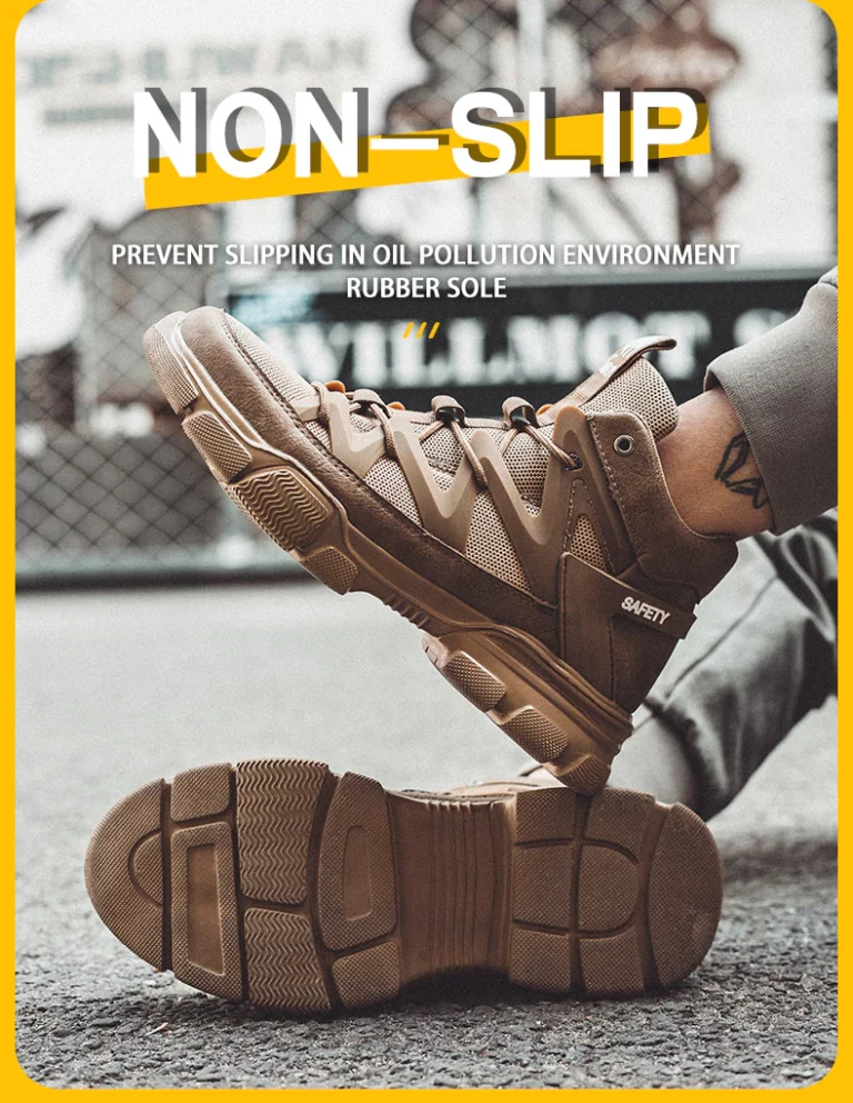 PHLIYXUAN FZ-75 Men Safety Shoes Steel Toe Brown