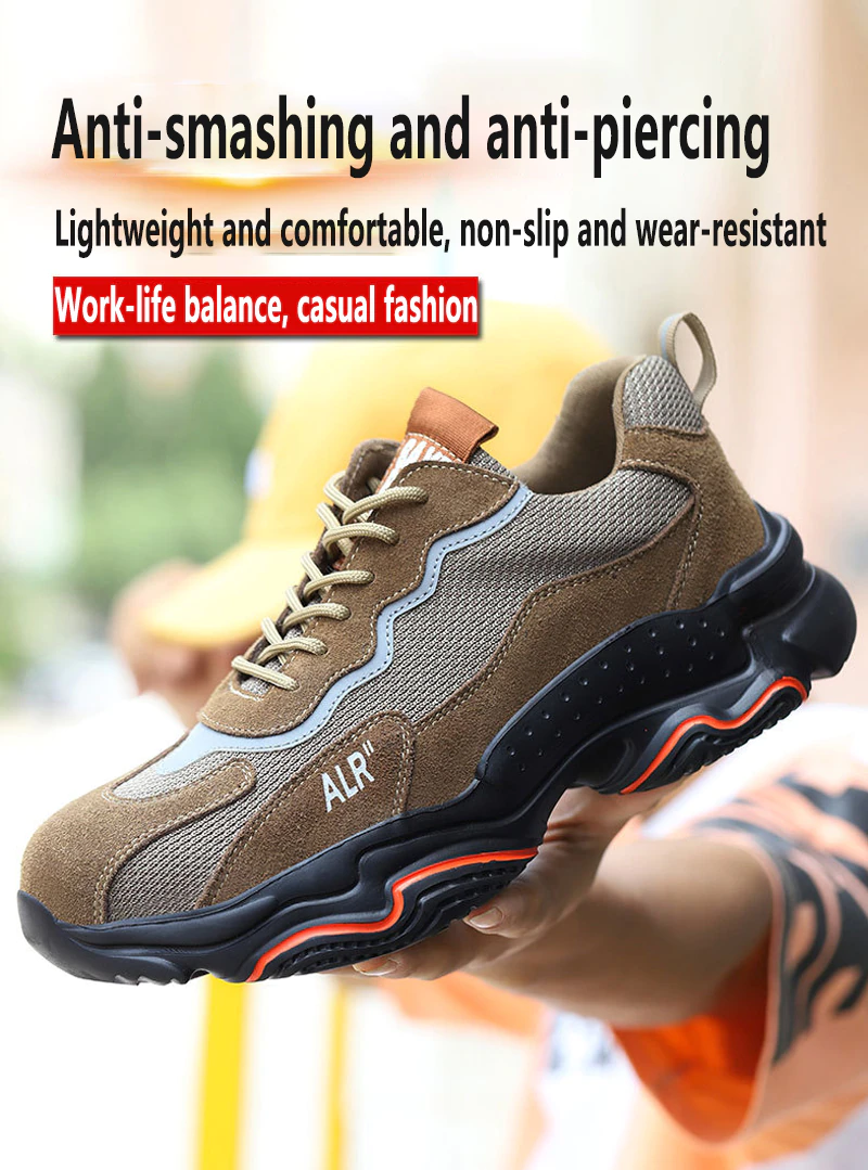 MJYTHF 2088 Men Safety Shoes Steel Toe Brown