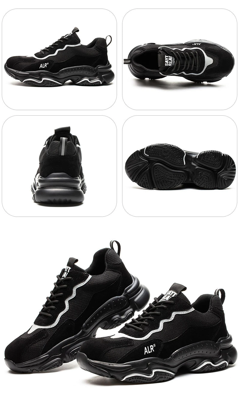 MJYTHF 2088 Men Safety Shoes Steel Toe Black