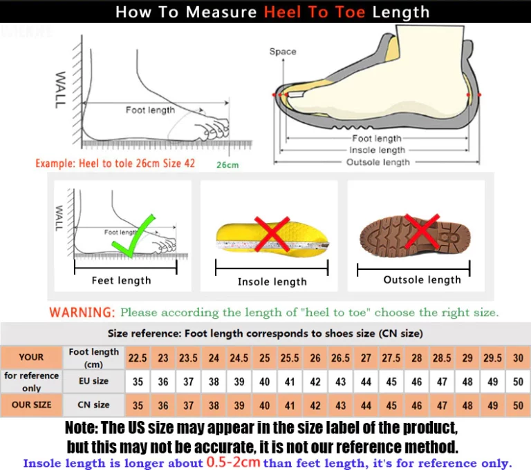 MSS XT11 Men Loafers Light Walking Breathable Sneakers Size Chart