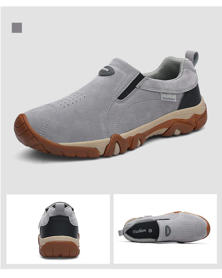 PUDUN PN90 Men Leather Sneakers Black Gray