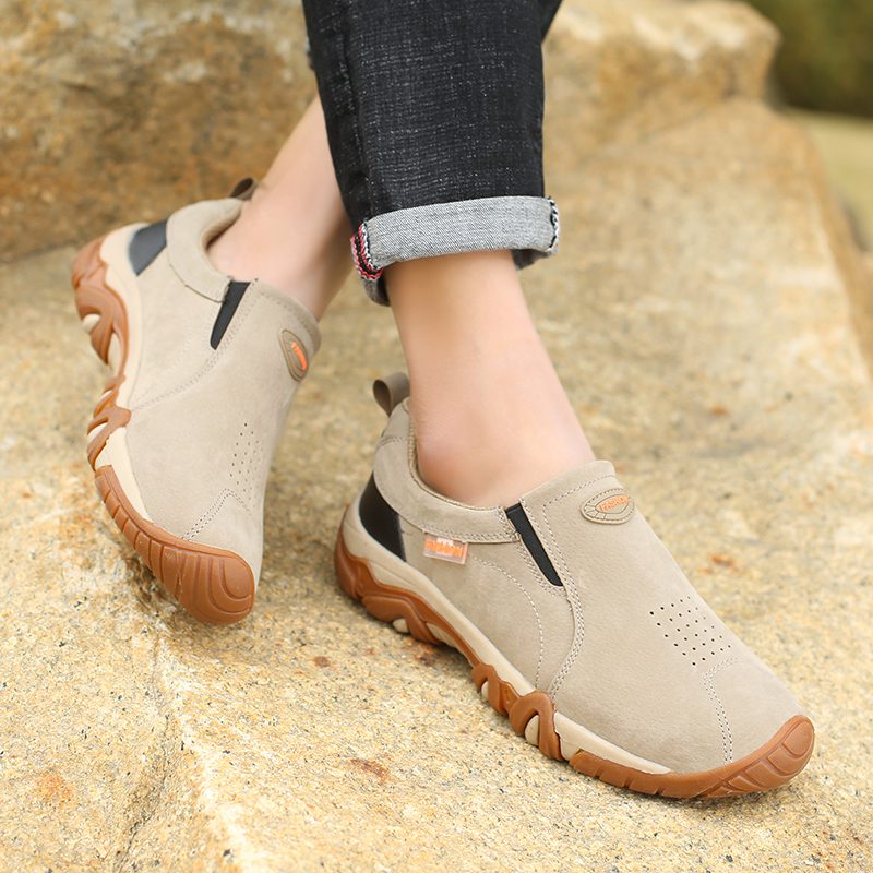 PUDUN PN90 Men Leather Sneakers Non-Slip Trekking Shoes Khaki