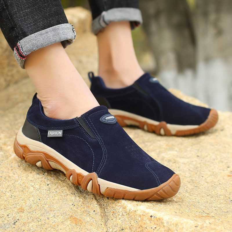 PUDUN PN90 Men Leather Sneakers Non-Slip Trekking Shoes Blue