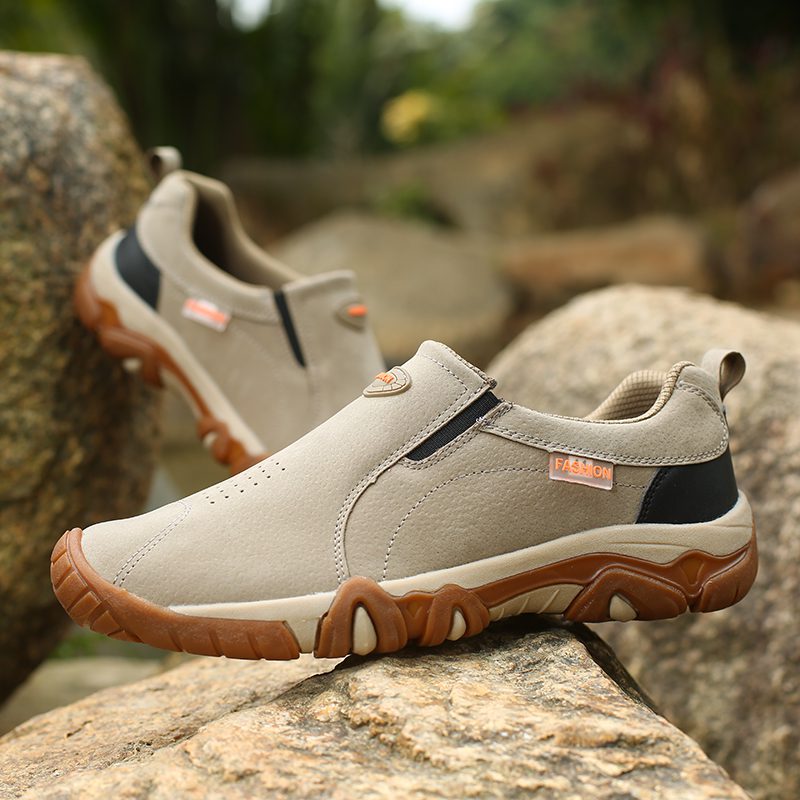 PUDUN PN90 Men Leather Sneakers Khaki