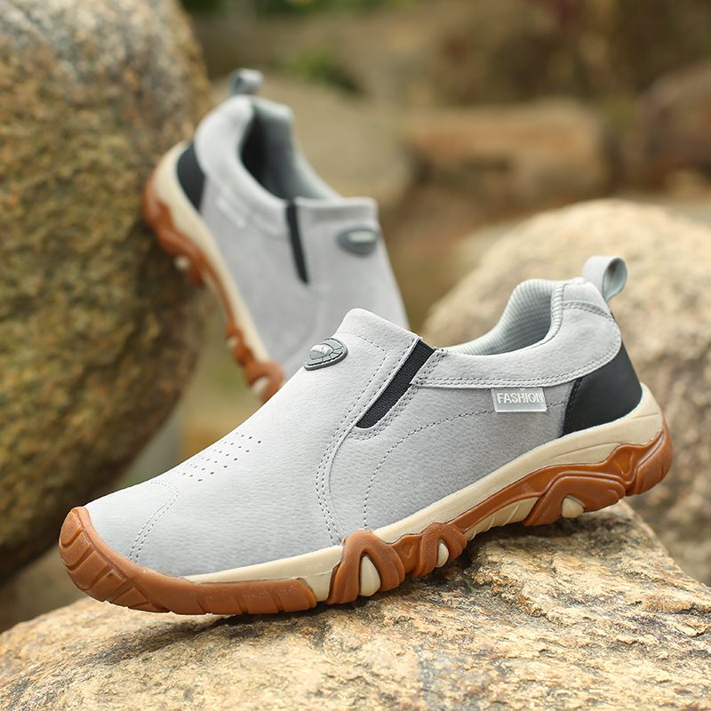 PUDUN PN90 Men Leather Sneakers Non-Slip Trekking Shoes Gray