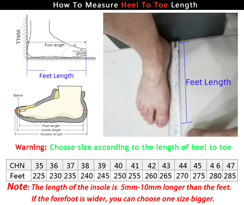 Pasha Shoes PS1126 Size Chart