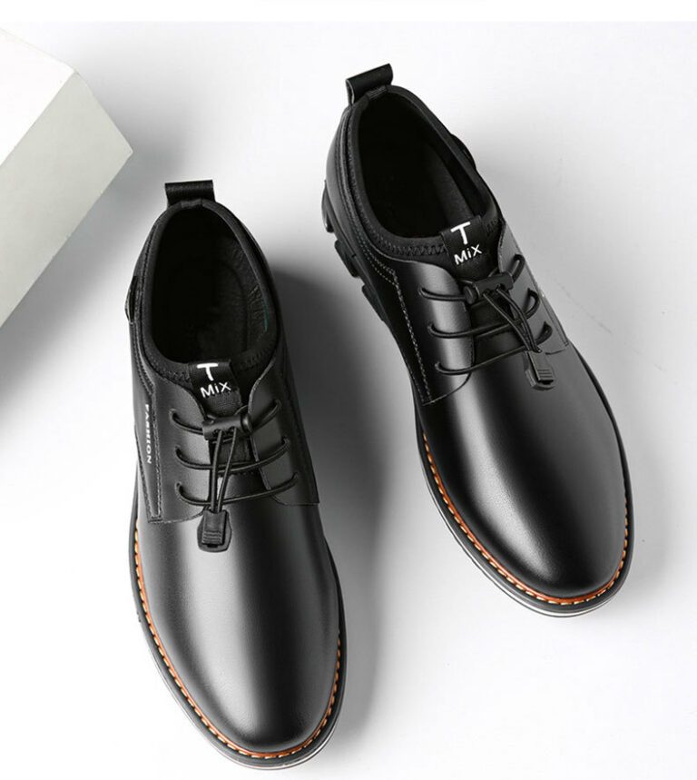 T-Mix TS77 Men's Cowhide Leather British Style Formal Shoes Black