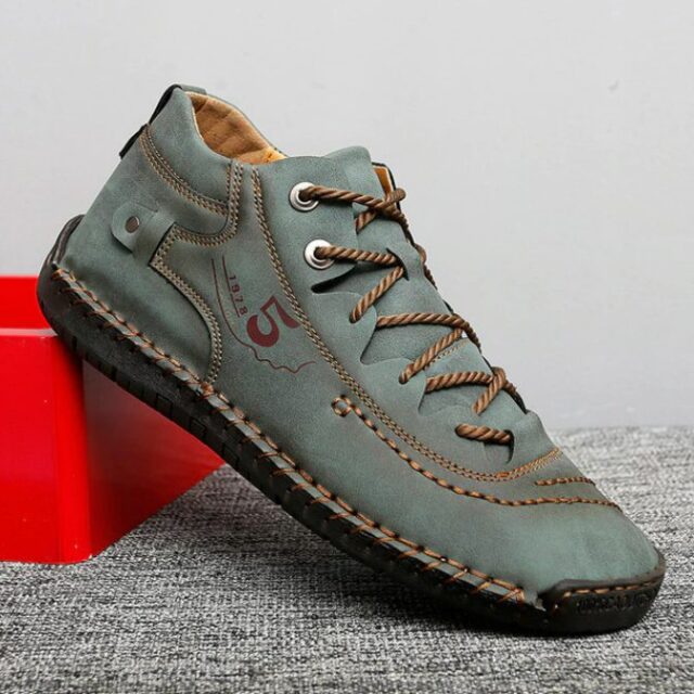 5 1978 Men Leather Casual Shoes 9926-Green