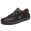 5 1978 Men Leather Casual Shoes 9931-Black