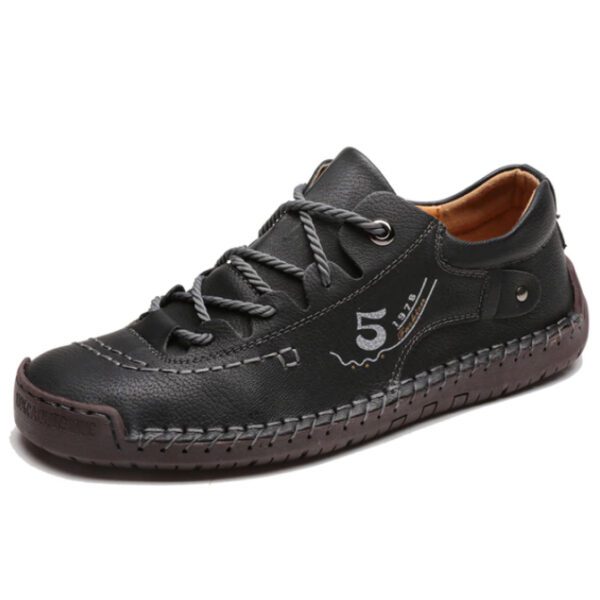 5 1978 Men Leather Casual Shoes 9931-Black