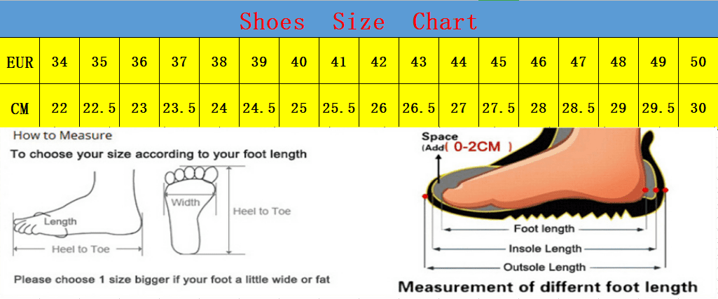 B.F. Men Shoes Casual Sneakers Size Chart