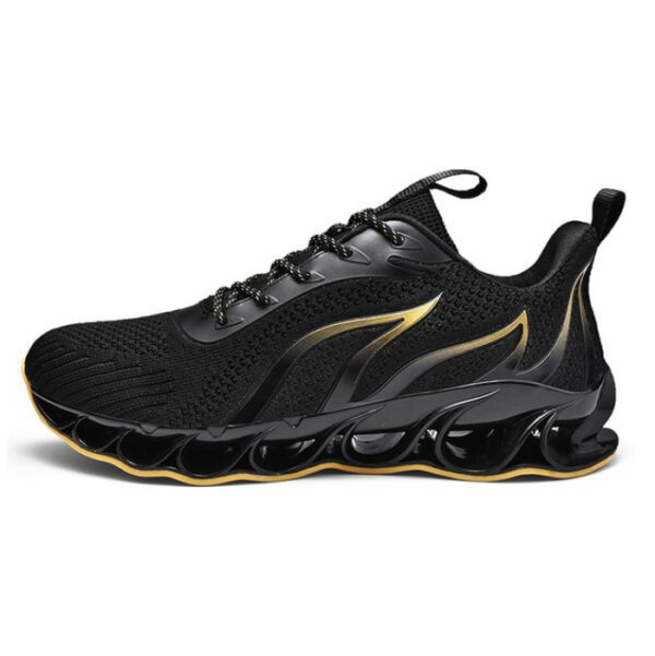 TIAMOU Men Running Walking Sneakers Black-Yellow