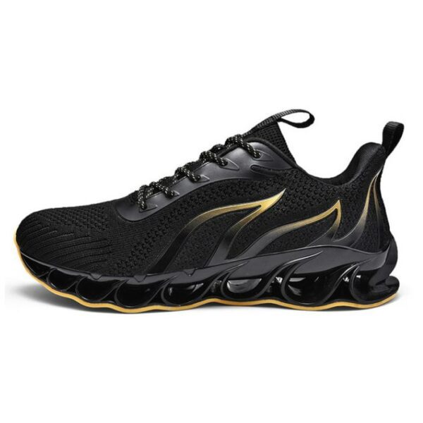TIAMOU Men Running Walking Sneakers Black-Yellow