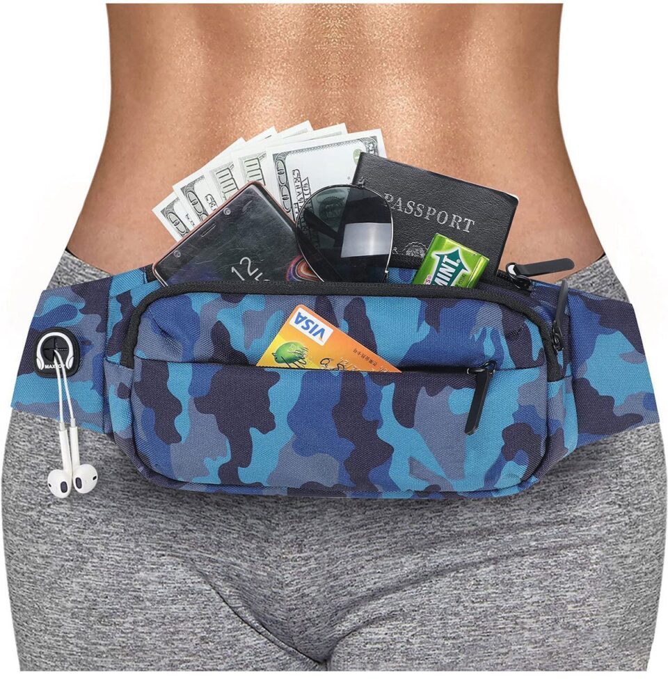 Outdoors Sport Fishing Waist Pack Bag Blue Camouflage