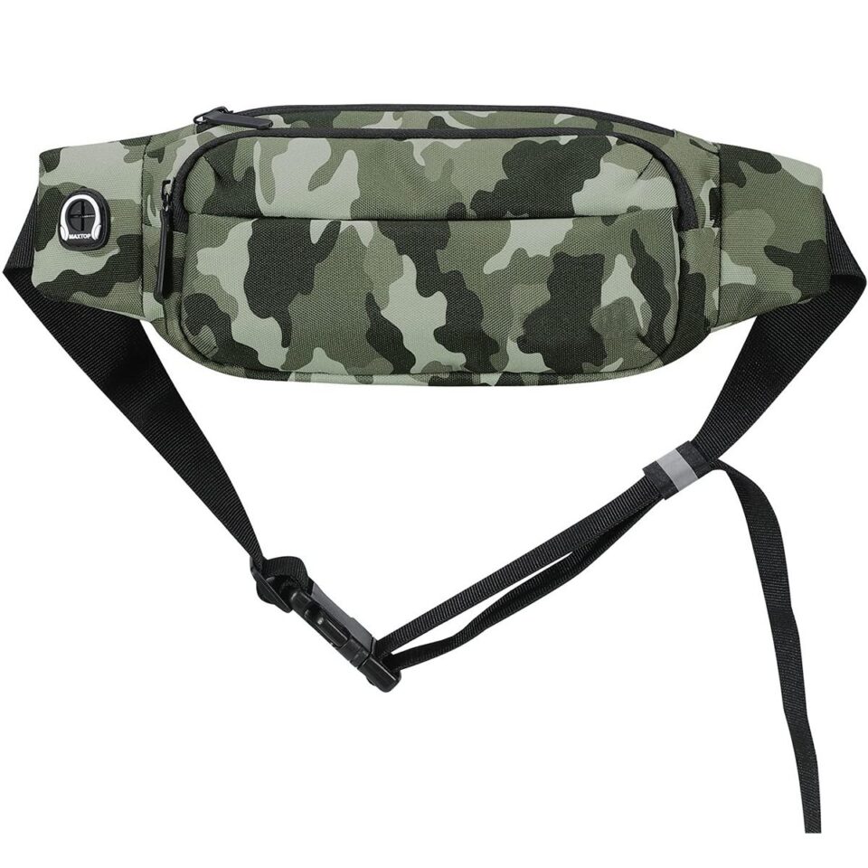 Outdoors Sport Fishing Waist Pack Bag Camouflage Green