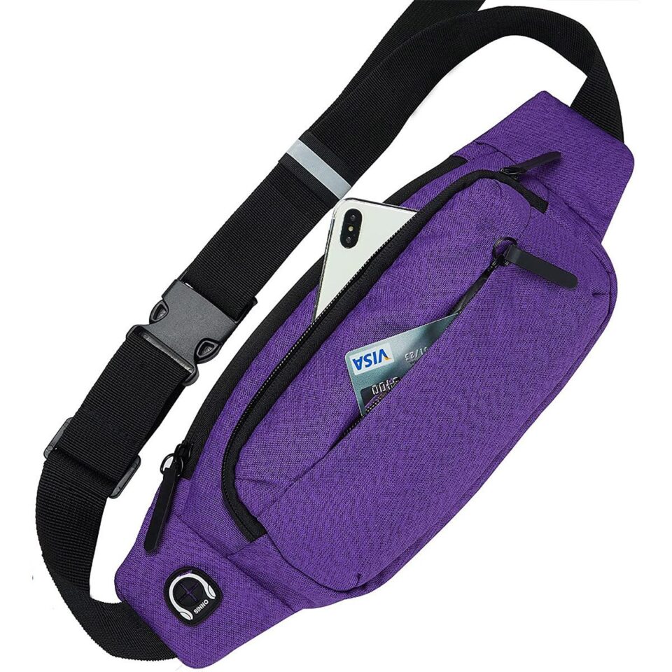 Outdoors Sport Fishing Waist Pack Bag Purple