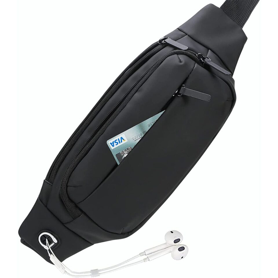 Outdoors Sport Fishing Waist Pack Bag PU Black 