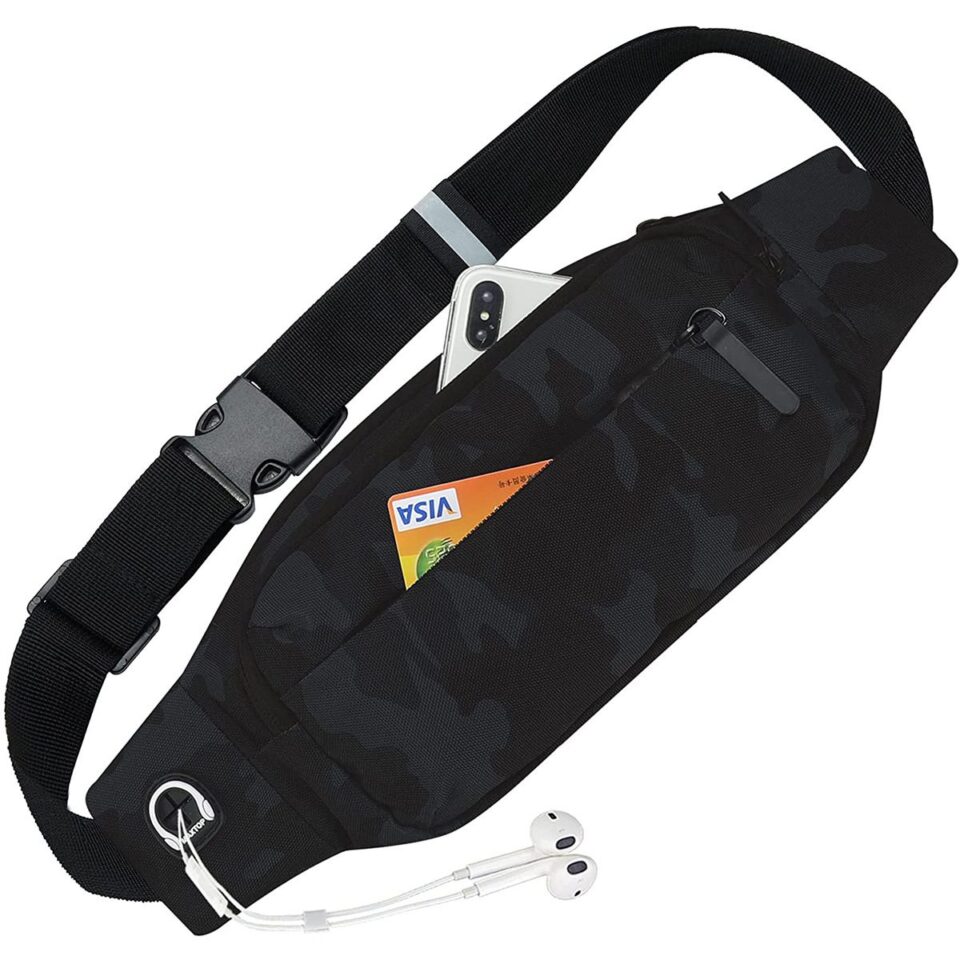 Outdoors Sport Fishing Waist Pack Bag  Camouflage Black