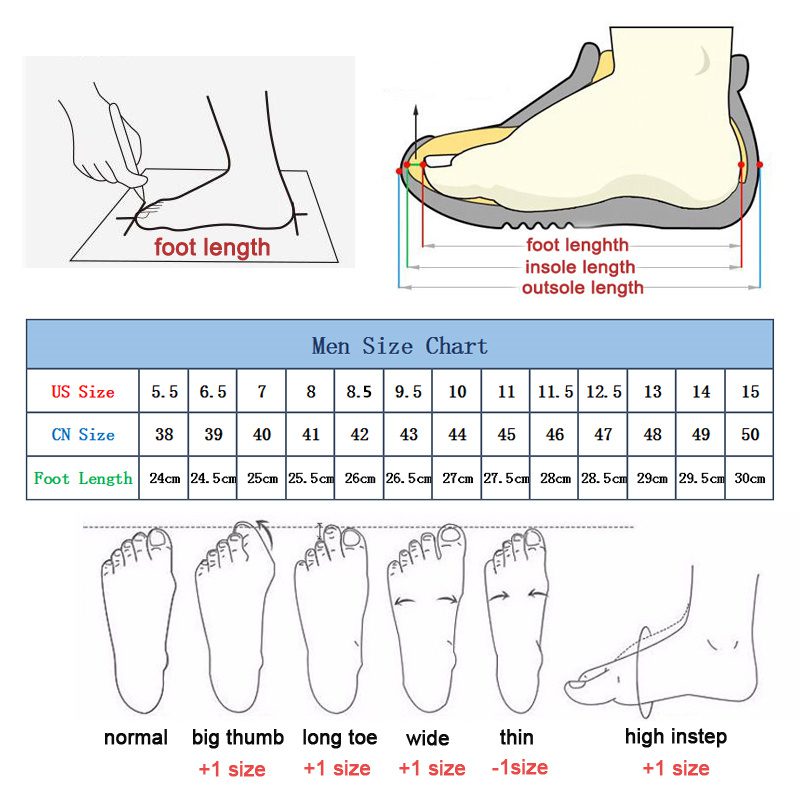 Flyland FL1 Men's Leather Anti Slip Shoes Size Chart
