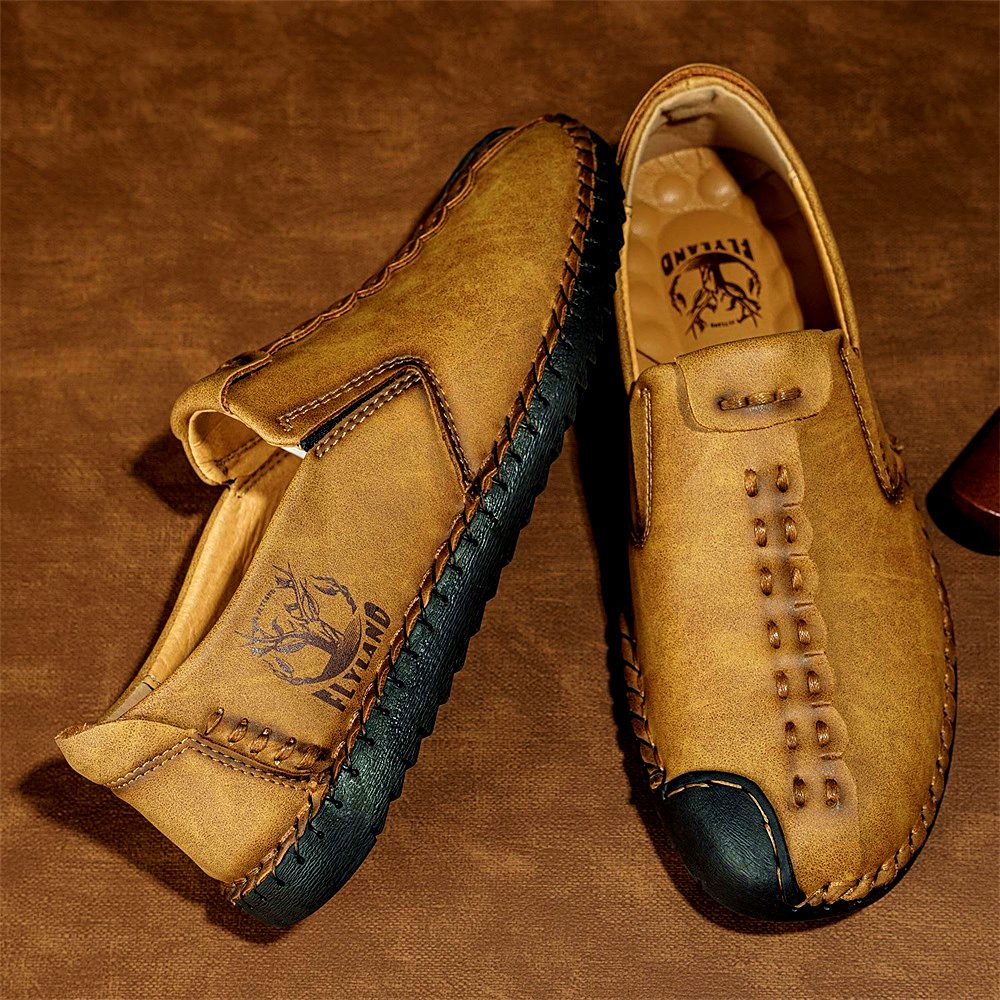 Flyland FL2 Men's Handmade Leather Shoes Golden