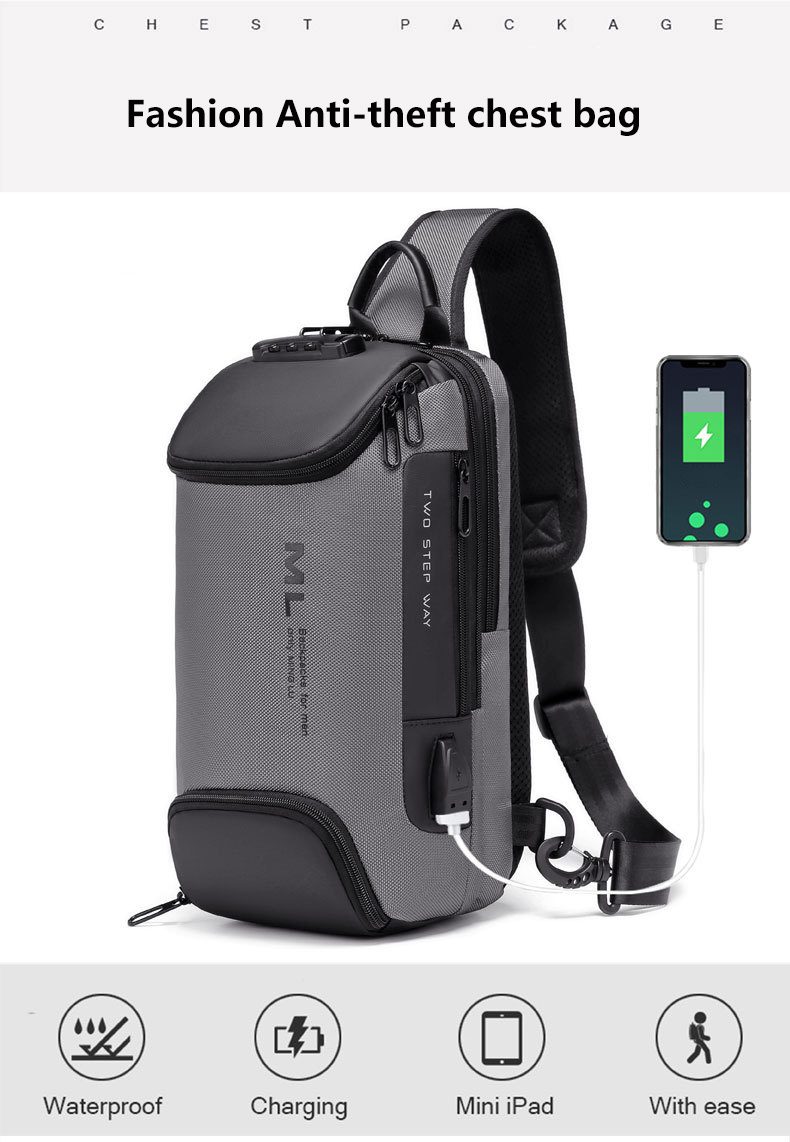 ML Anti-theft Lock Messenger Chest Bag