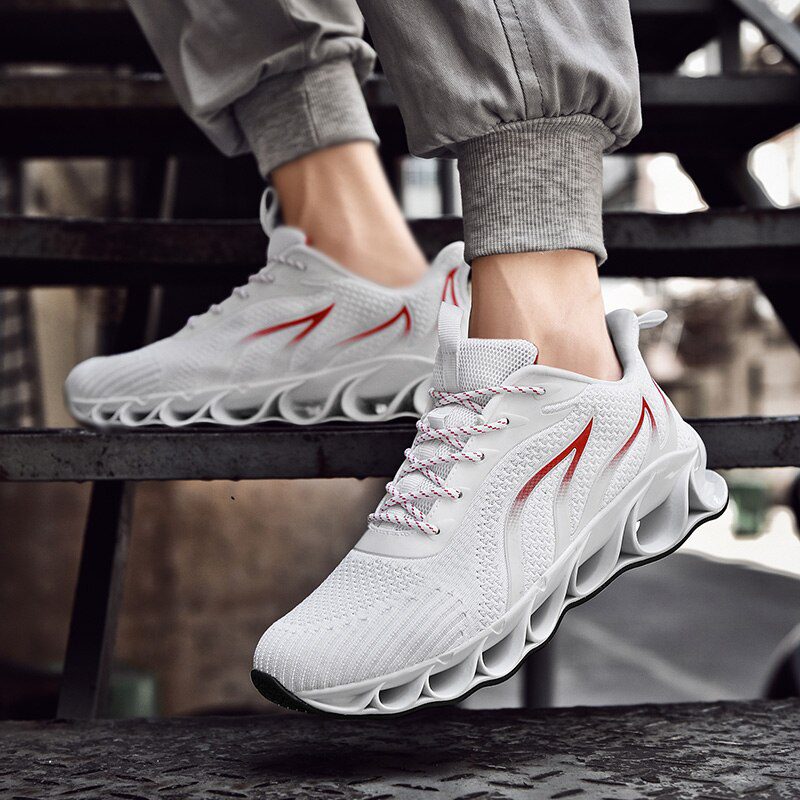 TIAMOU Men Running Walking Shoes White