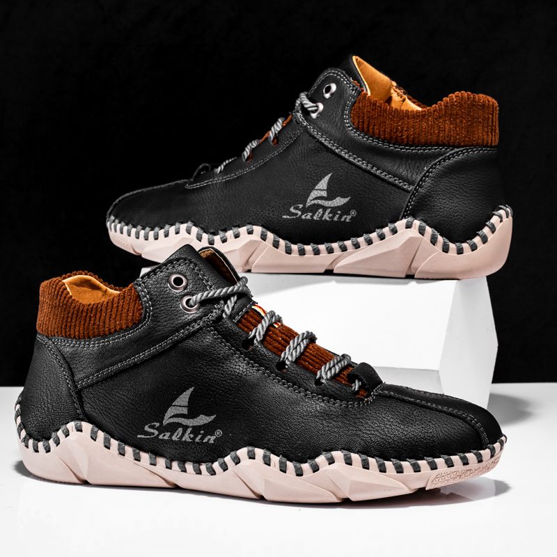 Salkin SK92 Men Vintage Geniue Leather Shoes Black