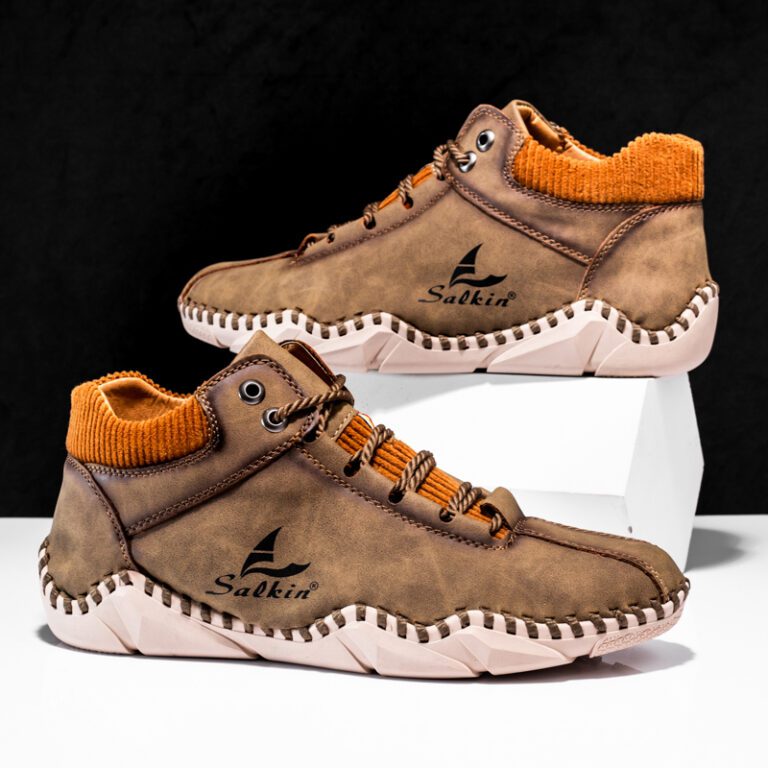 Salkin SK92 Men Vintage Geniue Leather Shoes Khaki