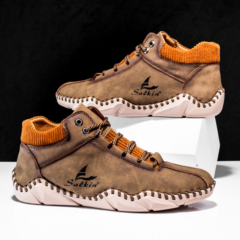 Salkin SK92 Men Vintage Geniue Leather Shoes Khaki