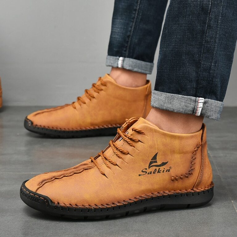 Salkin SK93 Handmade Men Leather Ankle Boots Yellow