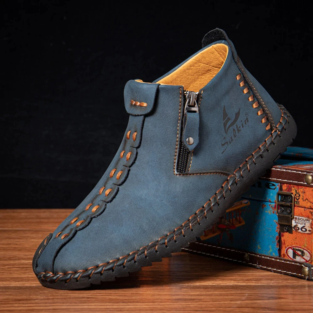 Salkin SK94 Leather Men Casual Sneakers Blue