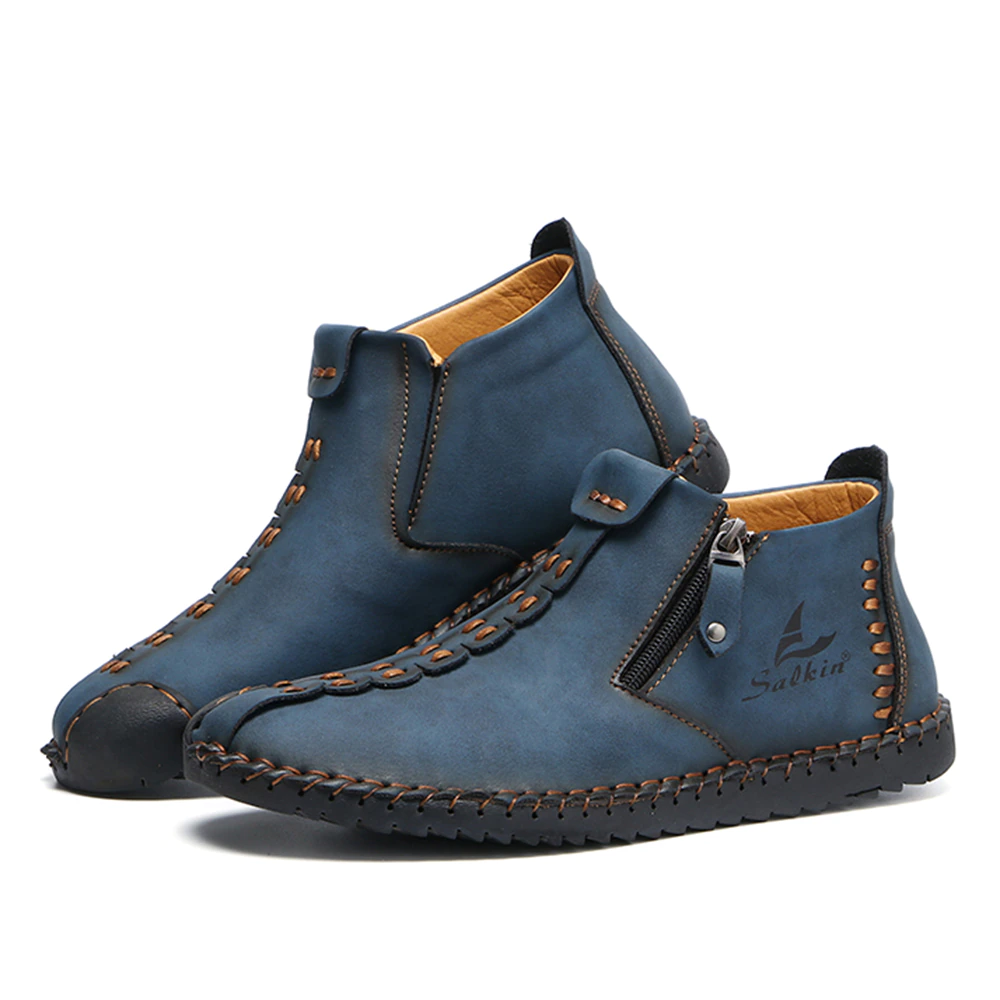 Salkin SK94 Leather Men Casual Sneakers Blue