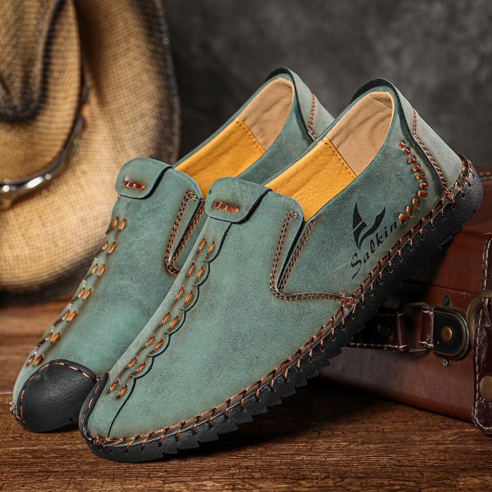 Salkin SK95 Handmade Men Leather Shoes Cyan