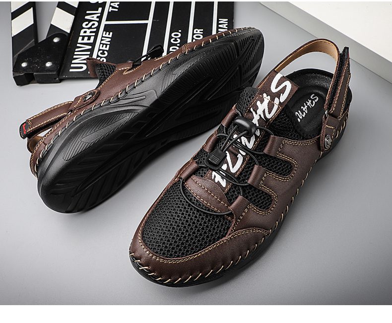Shan Ta ST112 Mens Leather Sandals Brown