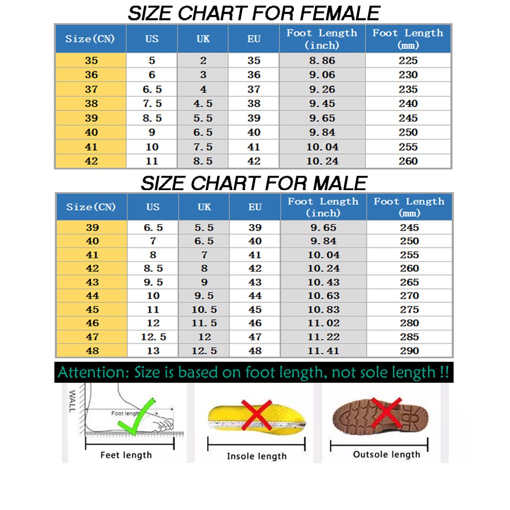 XIDISO Mens Running Shoes Womens Size Chart