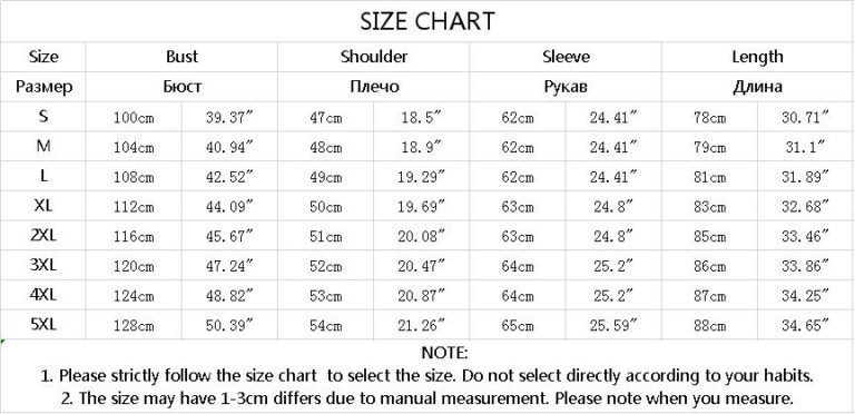 BAIDAFEI BDF6531 Size Chart