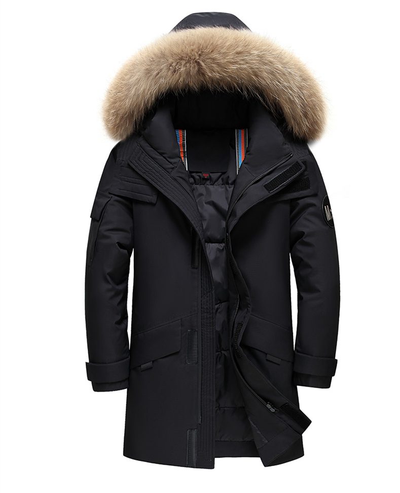  Real Fur Collar Men's Down Jacket Hooded