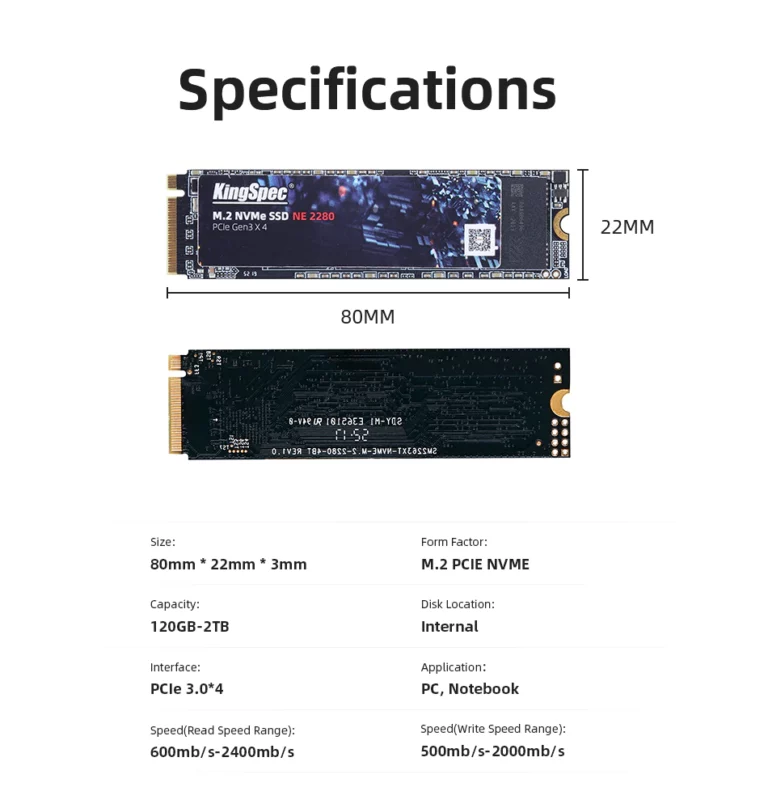 KingSpec M2 NVMe 2280 PCIe Specifications