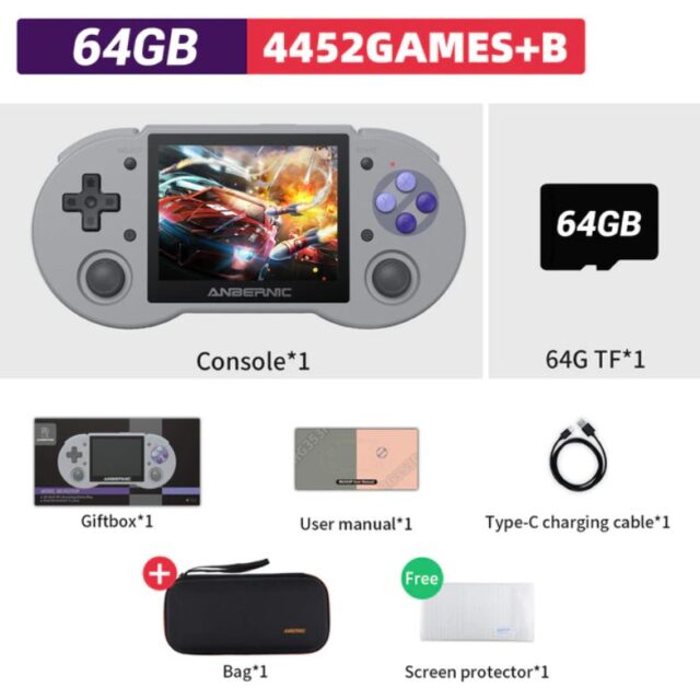 Anbernic RG353P Retro Handheld Video Game Console - RG353P Gray 64G B