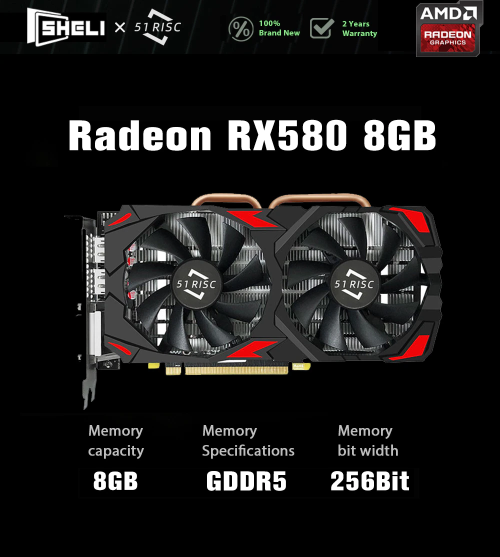 SHELI 51RISC AMD RX580 GDDR5 Graphics Cards