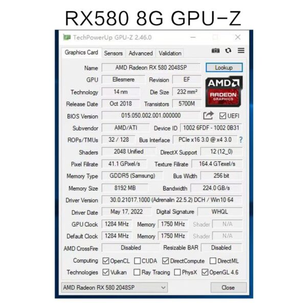 SHELI 51RISC AMD RX580 GDDR5 Graphics Cards - Image 5