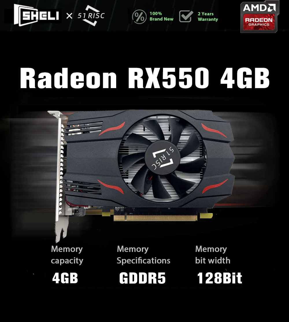 SHELI 51RISC RX550 RX560XT GDDR5 Graphics Cards