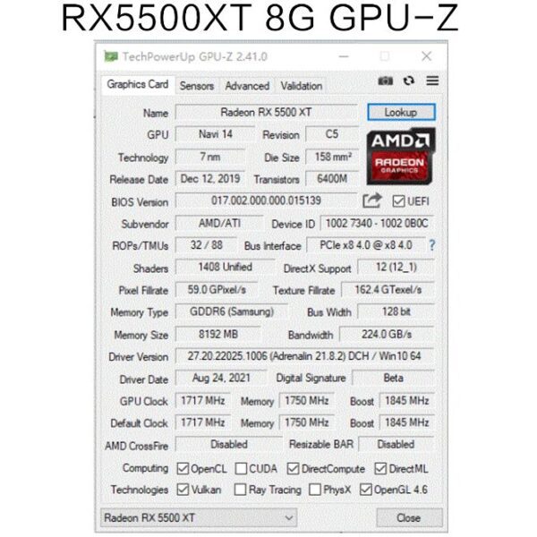 SHELI 51RISC RX5500XT 8G D6 Gaming Graphics Card - Image 6