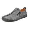 Abfuber M1120 Handmade Leather Men Shoes Casual Slip On Loafers - Gray