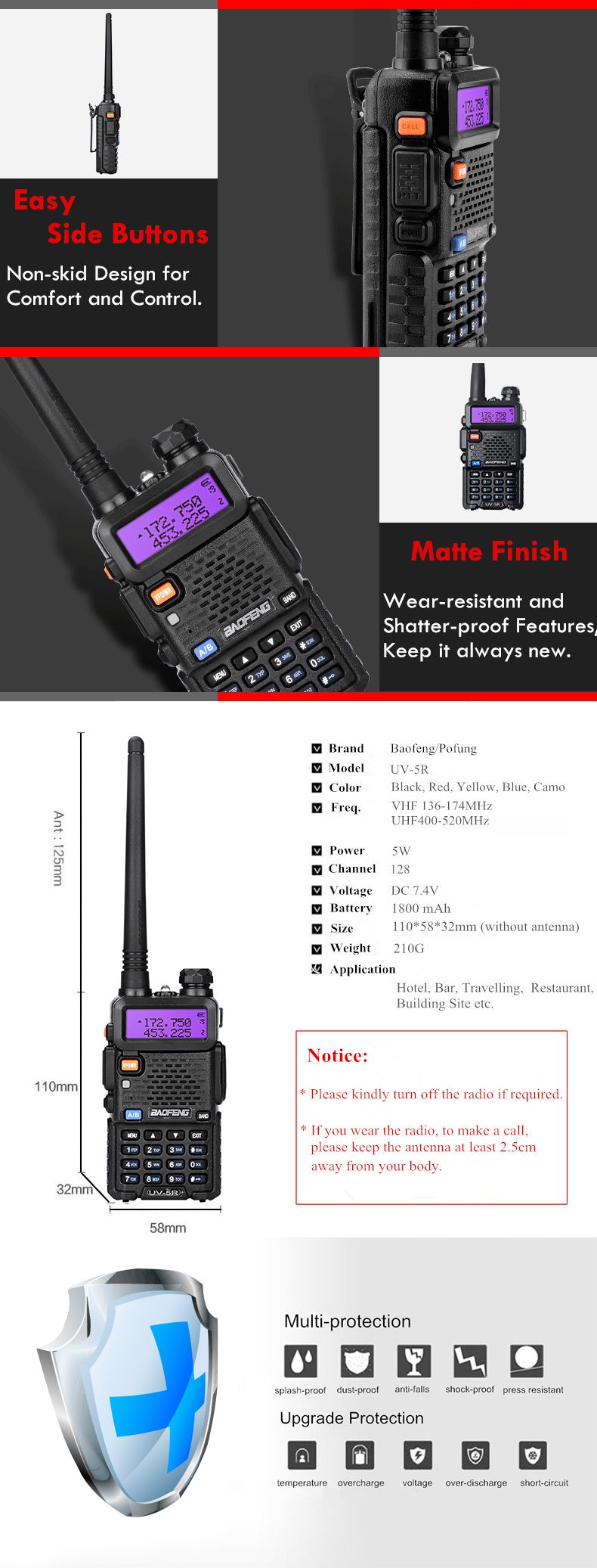 Baofeng UV 5R Walkie Talkie Two-way Radio Station