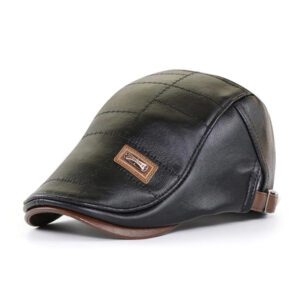 Jamont Retro PU Leather Beret Hats - Black