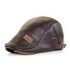 Jamont Retro PU Leather Beret Hats Deep Coffee