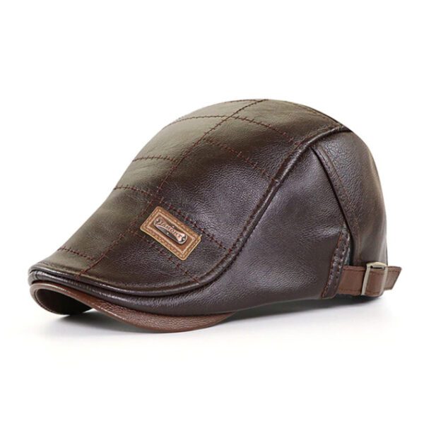 Jamont Retro PU Leather Beret Hats Deep Coffee